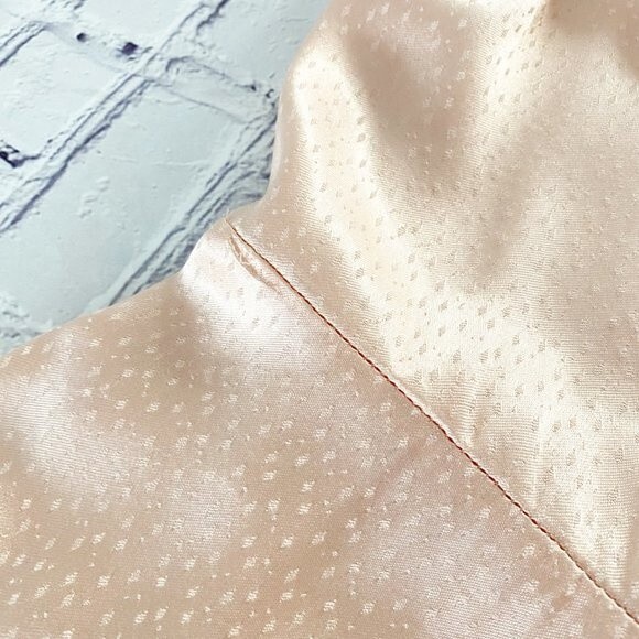 LPA Soft Blush Pink 3/4 Sleeve V Neck & Back Elettra Satin Jacquard Smocked S - Picture 6 of 13